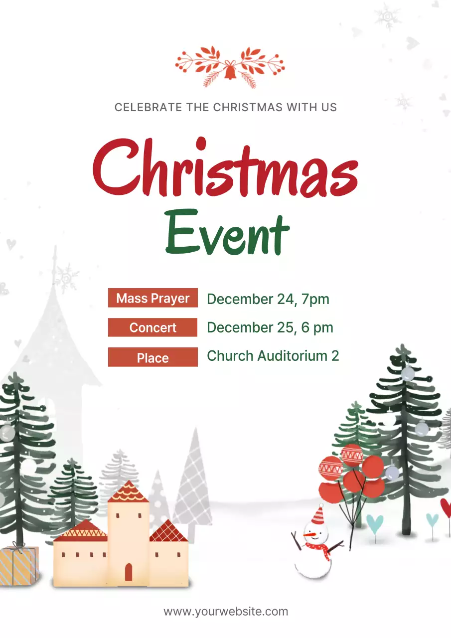 Red Traditional Christmas Event Announcement Poster