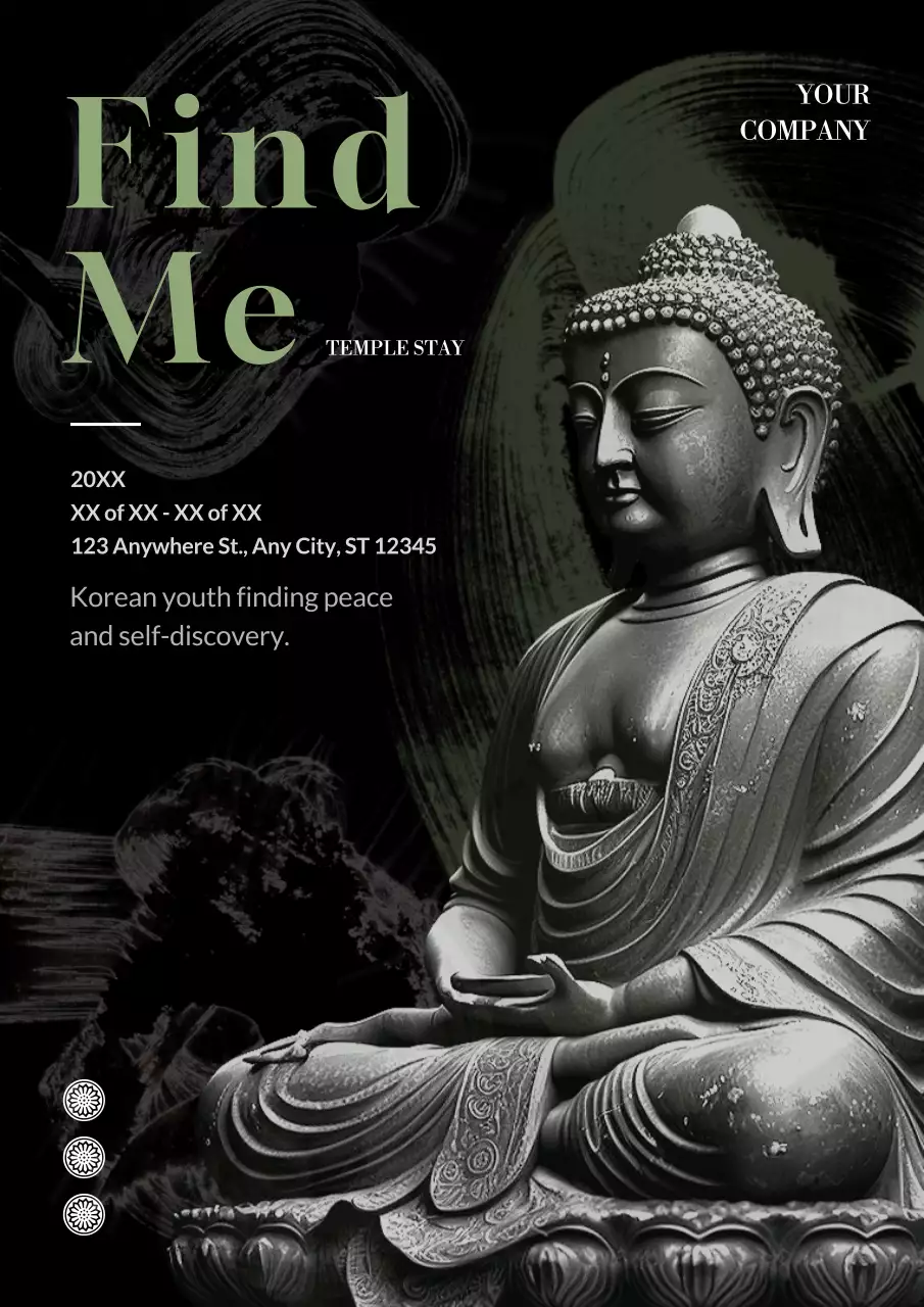 Grey Traditional Meditation Event Poster