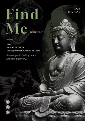 Grey Traditional Meditation Event Poster