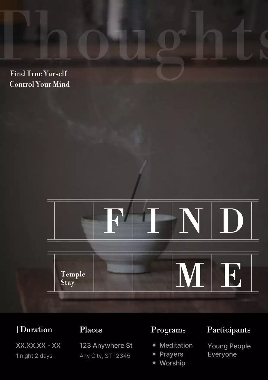 그레이 미니멀 명상 홍보 포스터