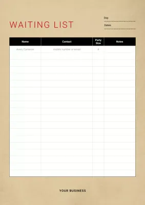 Beige Minimal Waiting List