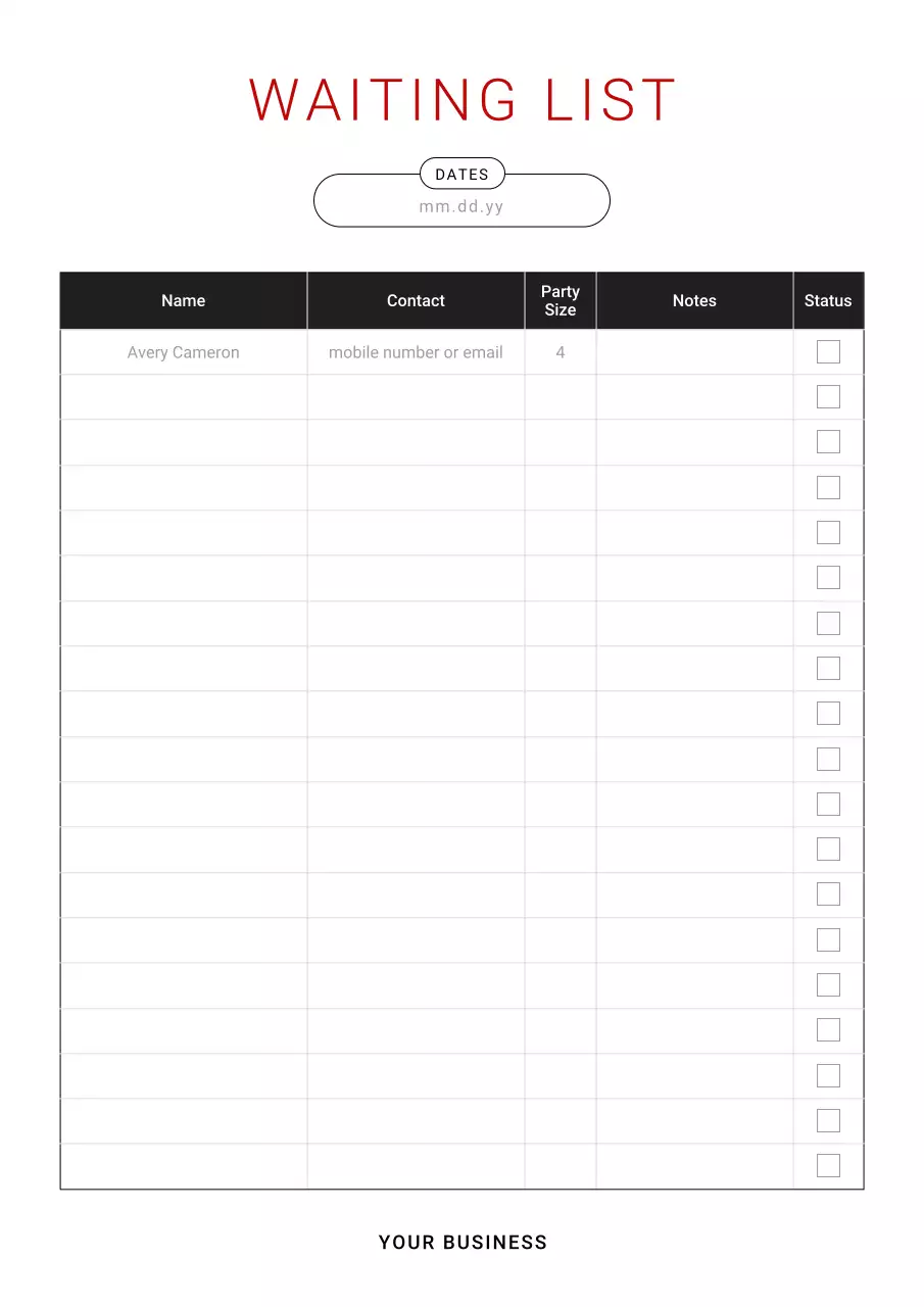 Red Minimal Waiting List