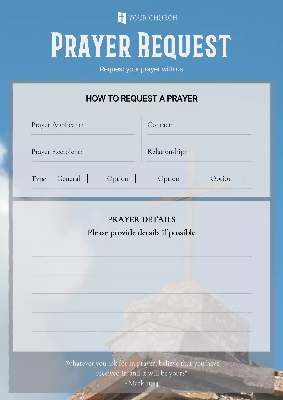 Blue Traditional Prayer Form Poster