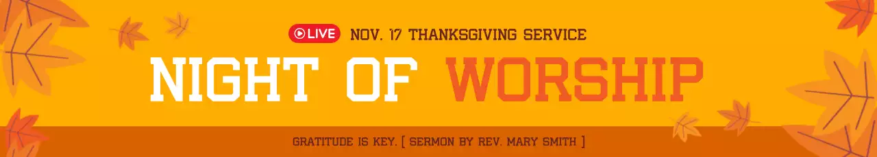 Faixa de anúncio tradicional de ação de graças laranja