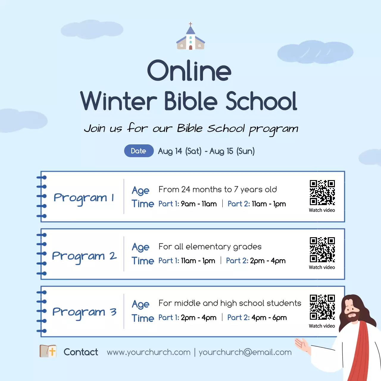 Banner de anúncio escolar simples azul