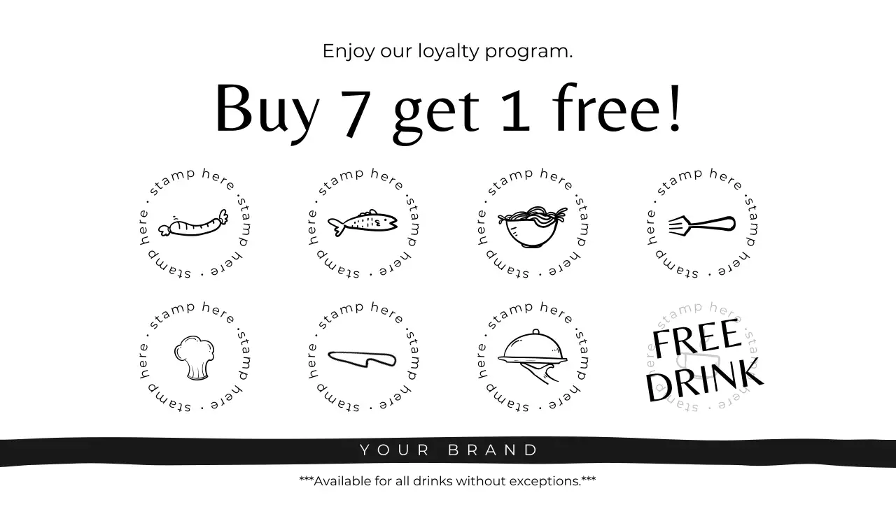 Black and White Minimalist Loyalty Card Promotion