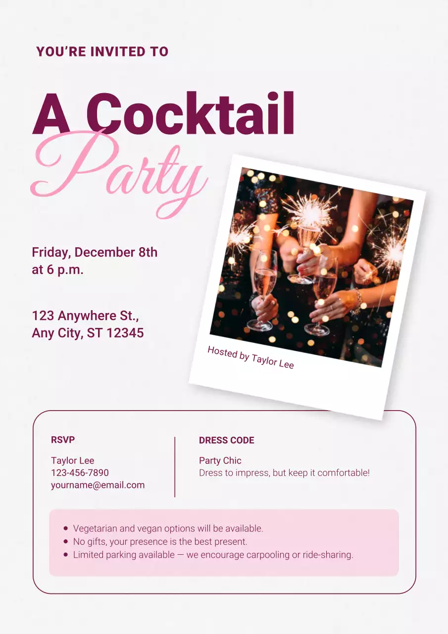 Pink Elegant Party Invitation