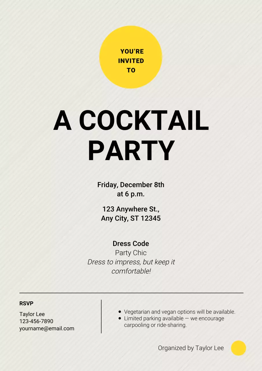 Yellow Modern Party Invitation