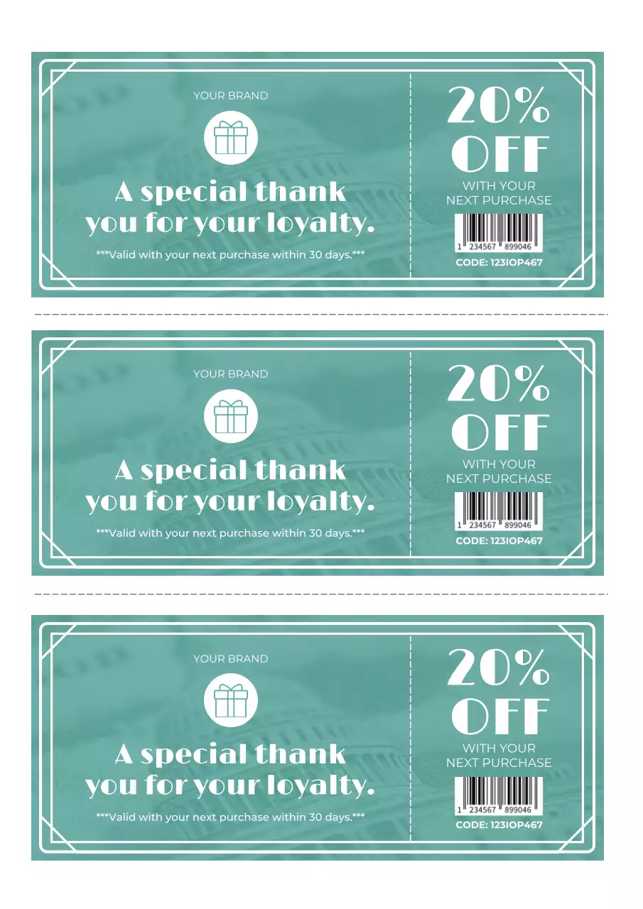 Teal Simple Loyalty Coupon Promotion Poster