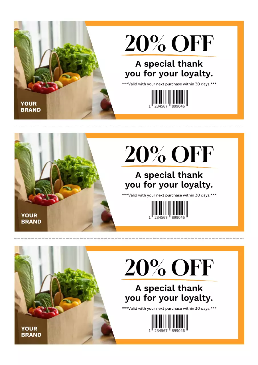 Orange Simple Grocery Promotional Coupons