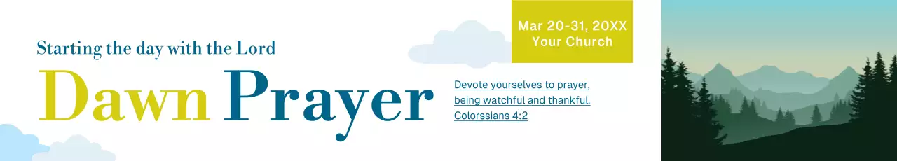 Faixa amarela para evento de oração mínima