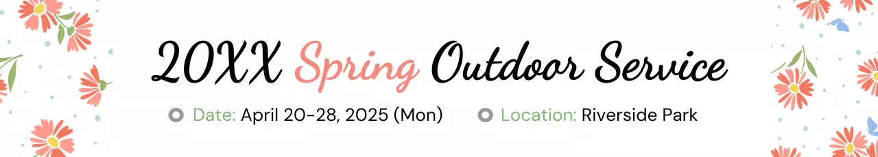 Banner de evento de primavera com flores rosa