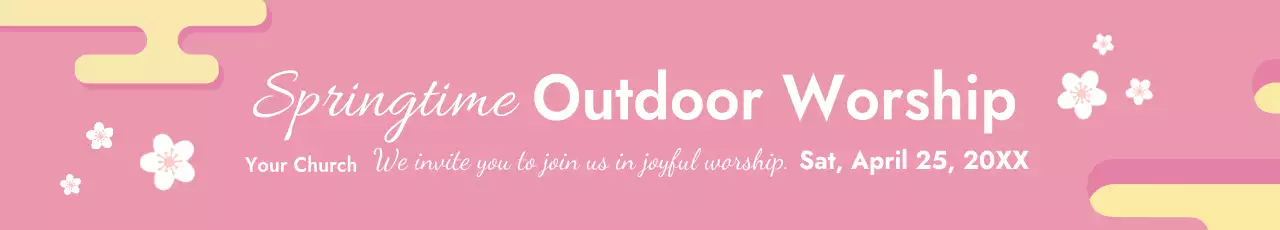 Banner de convite para adoração com flores rosa