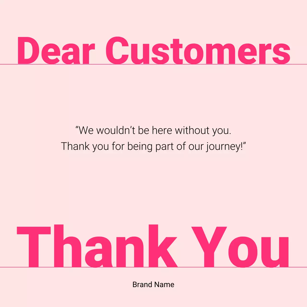 Pink Simple Thank You Card