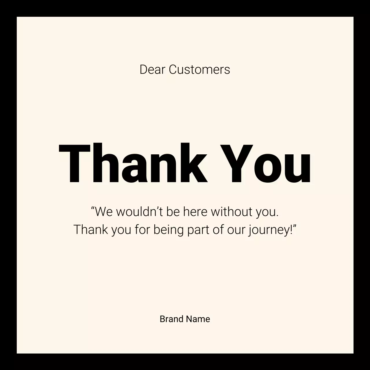 Beige Classic Thank You Card