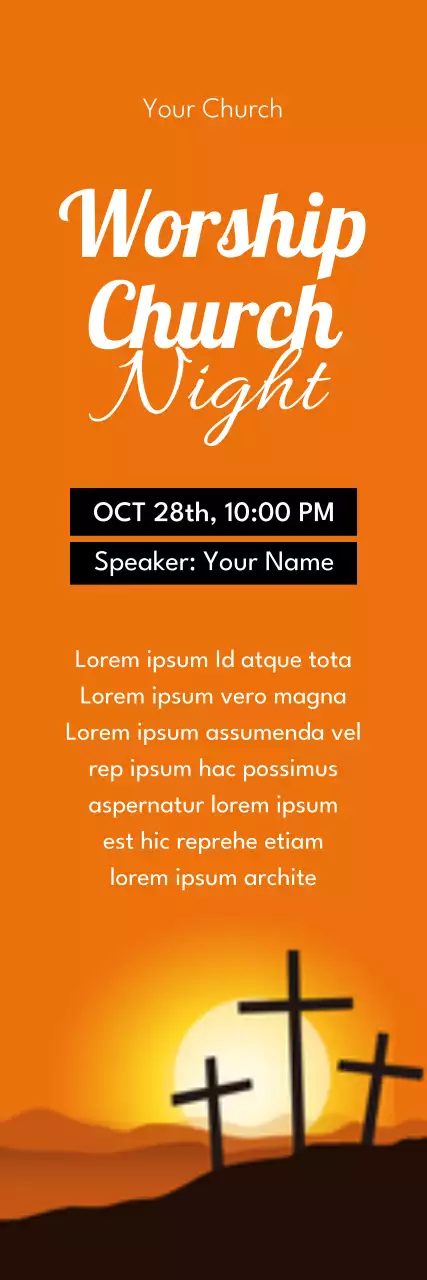 Faixa de convite para oração tradicional laranja