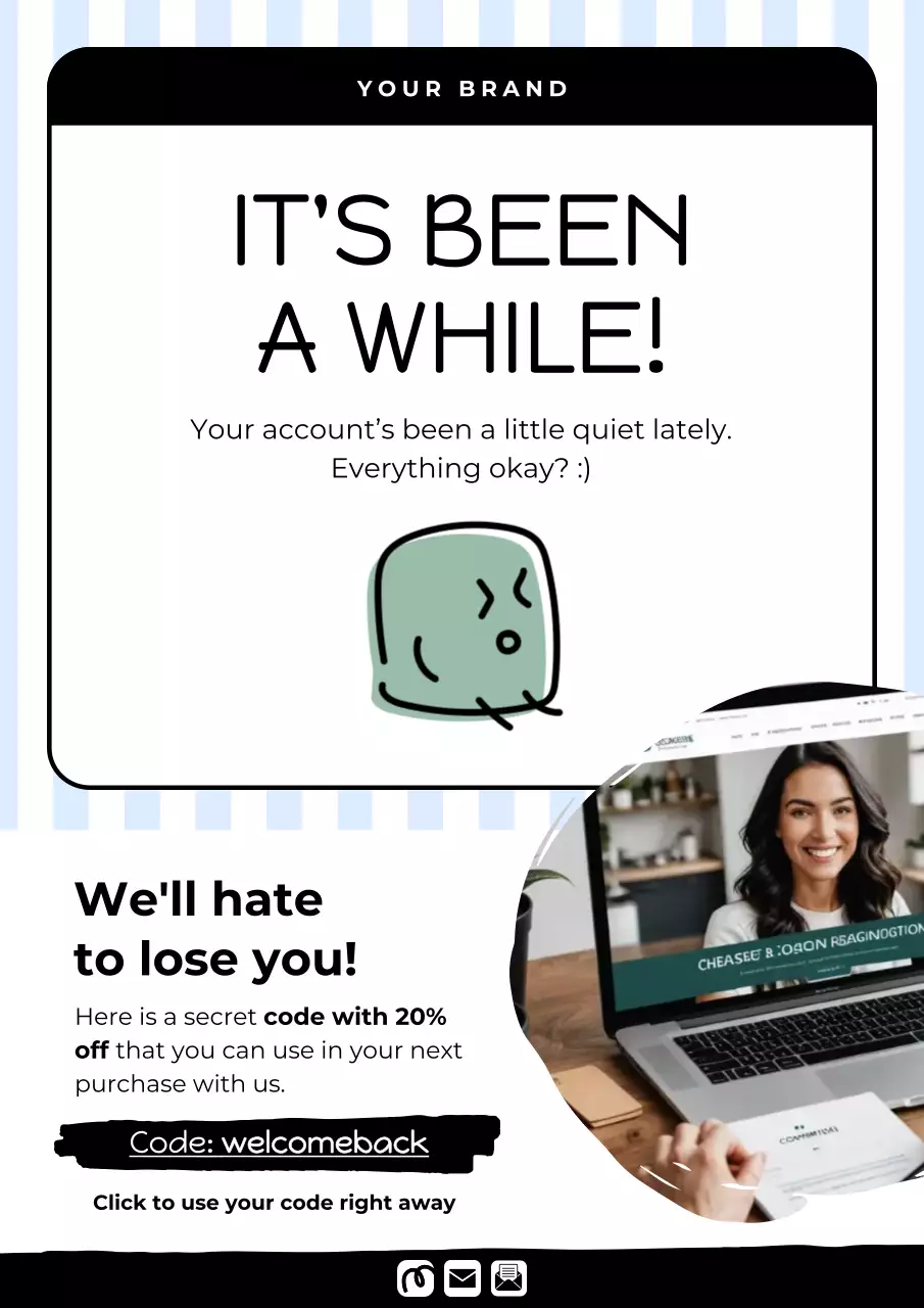 Cartaz de promoção ao cliente moderno em preto e azul