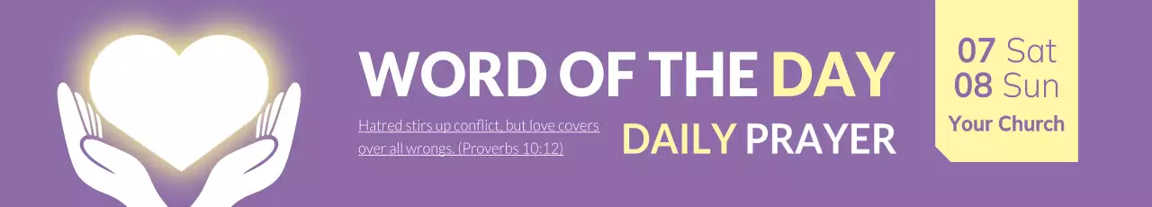 Banner de boletim informativo de oração simples roxo