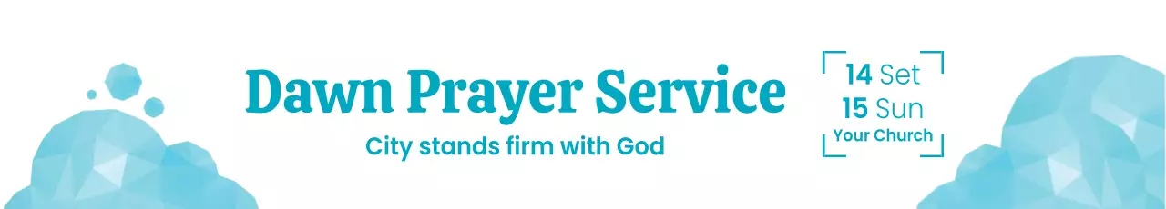 Banner de anúncio de oração geométrica azul