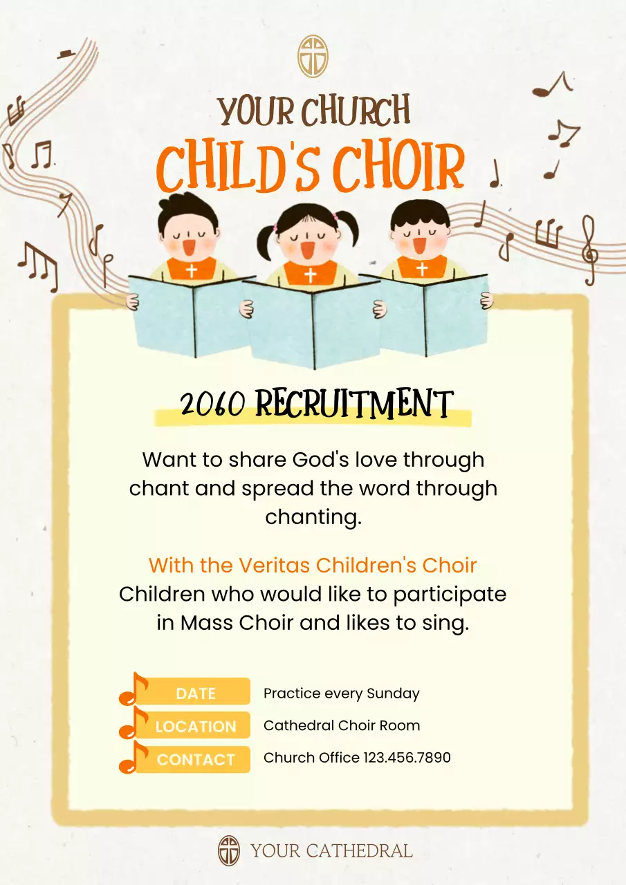 Beige Traditional Choir Recruitment Poster