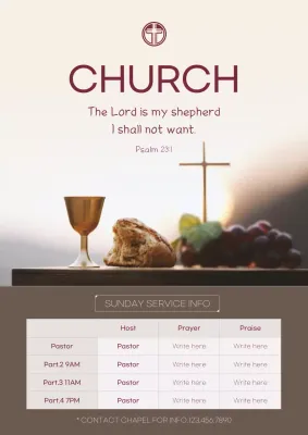 Beige Traditional Church Schedule Poster