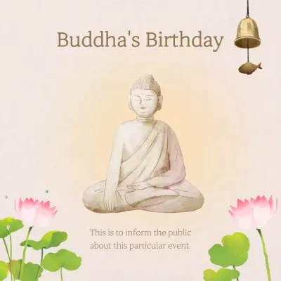 Beige Traditional Buddha Announcement Social Media Post