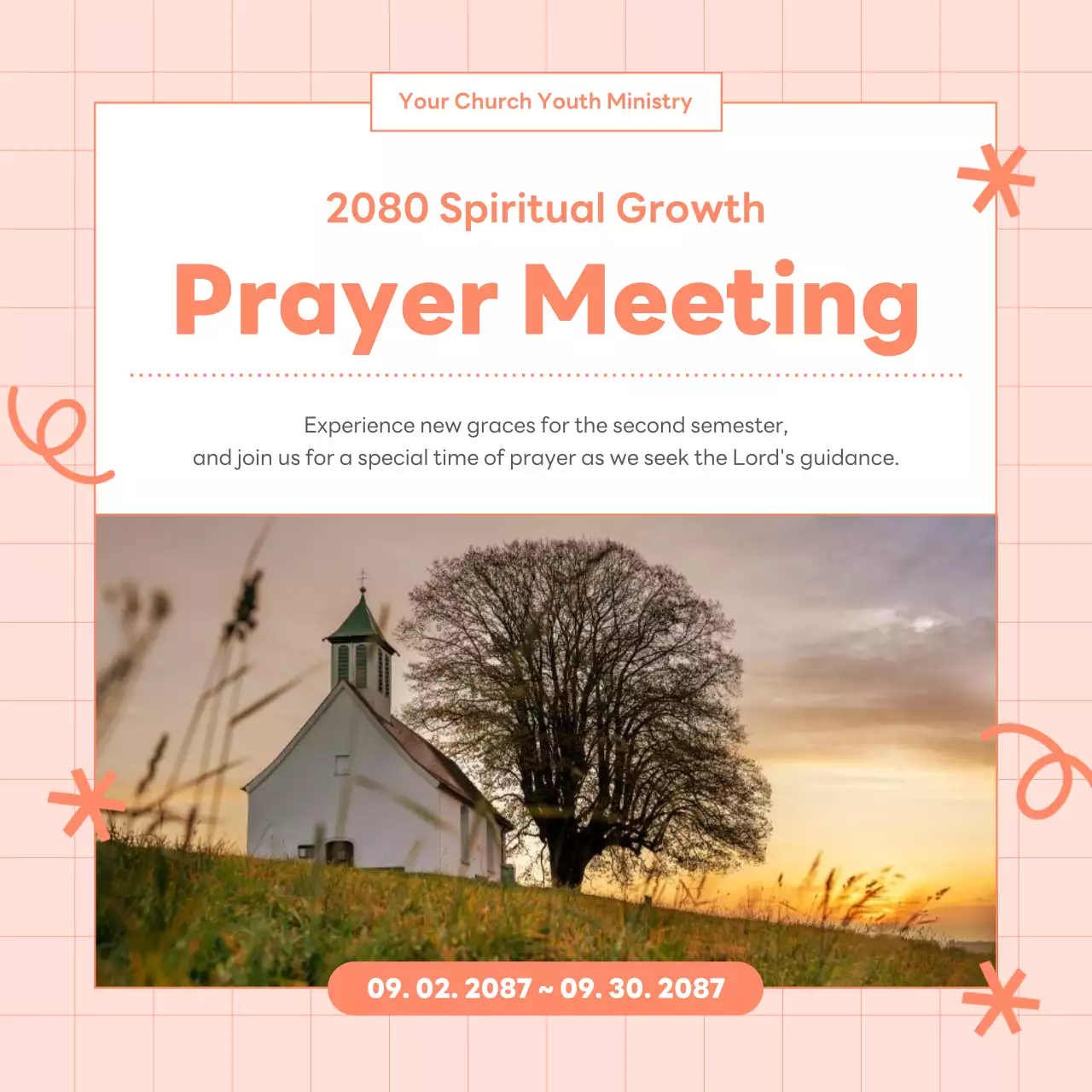 Bài đăng trên mạng xã hội thông báo cầu nguyện tối giản của Peach