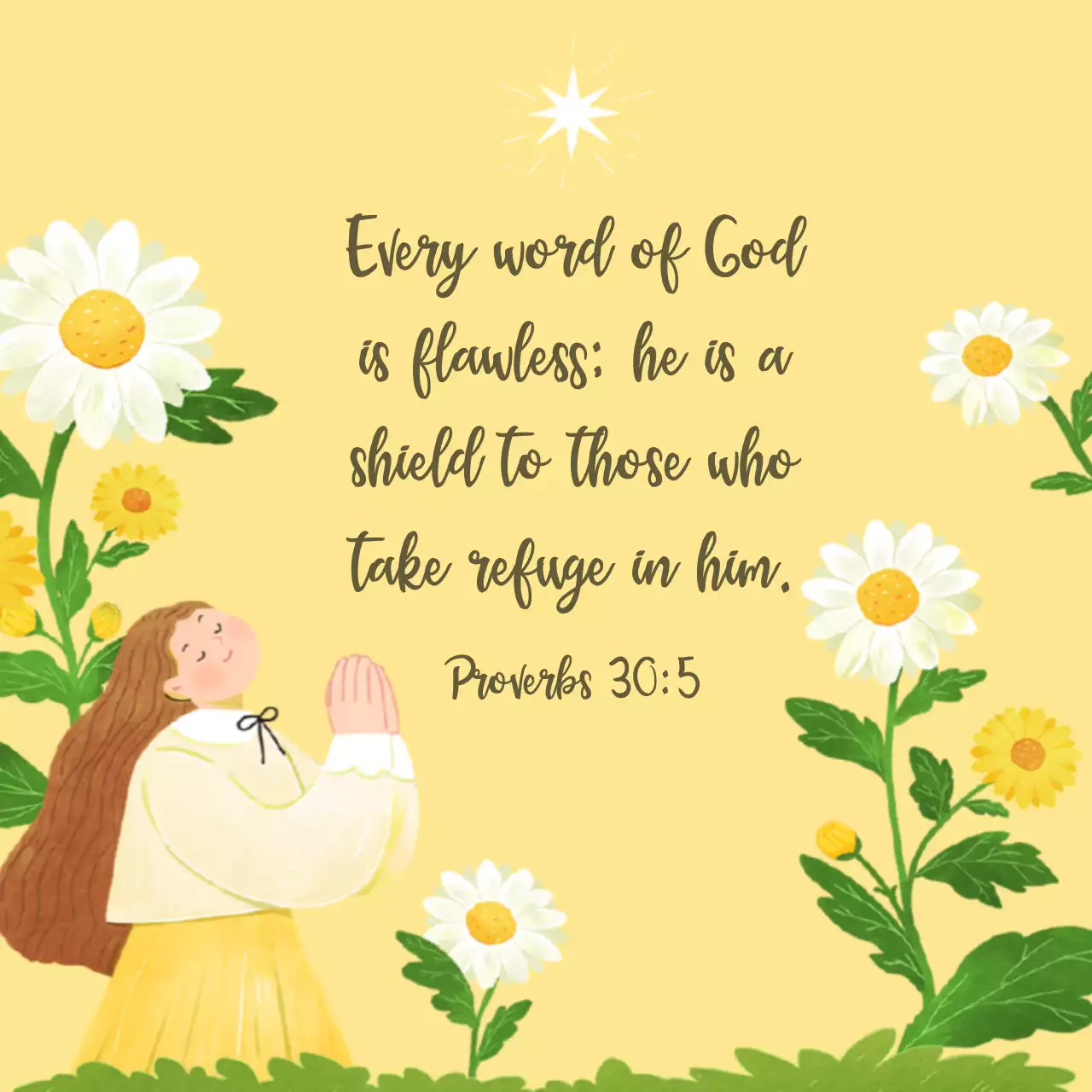 Yellow Floral Faith Bible Verse Social Media Post