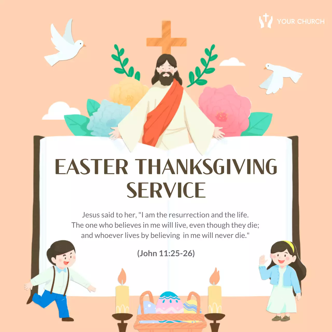 Beige Traditional Easter Invitation Social Media Post