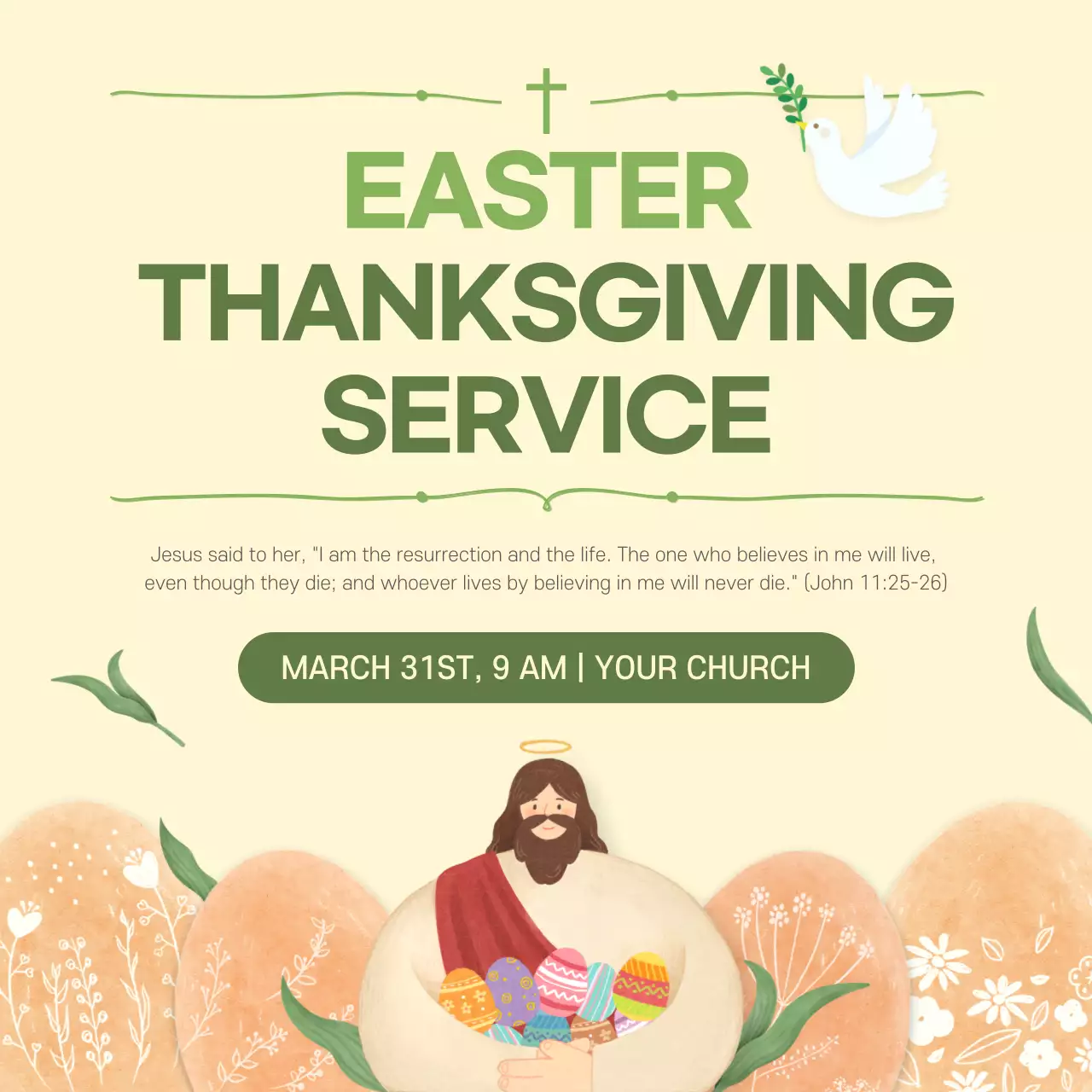 Beige Traditional Easter Announcement Social Media Post