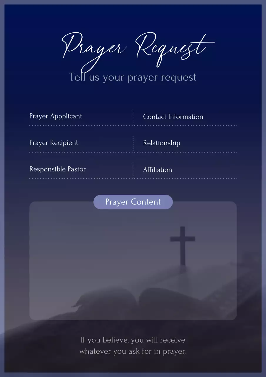 Navy Minimal Prayer Form Poster