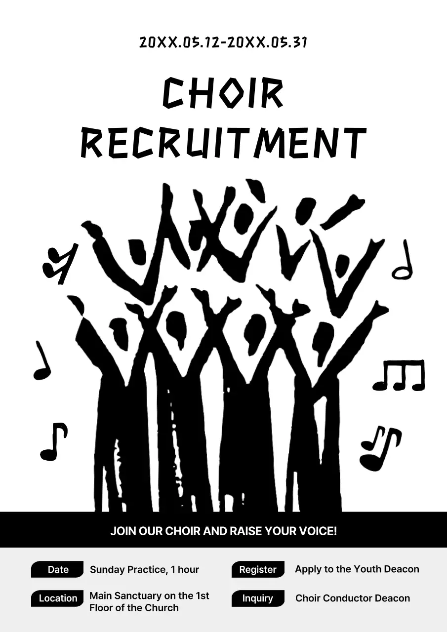 Black Simple Choir Recruitment Poster