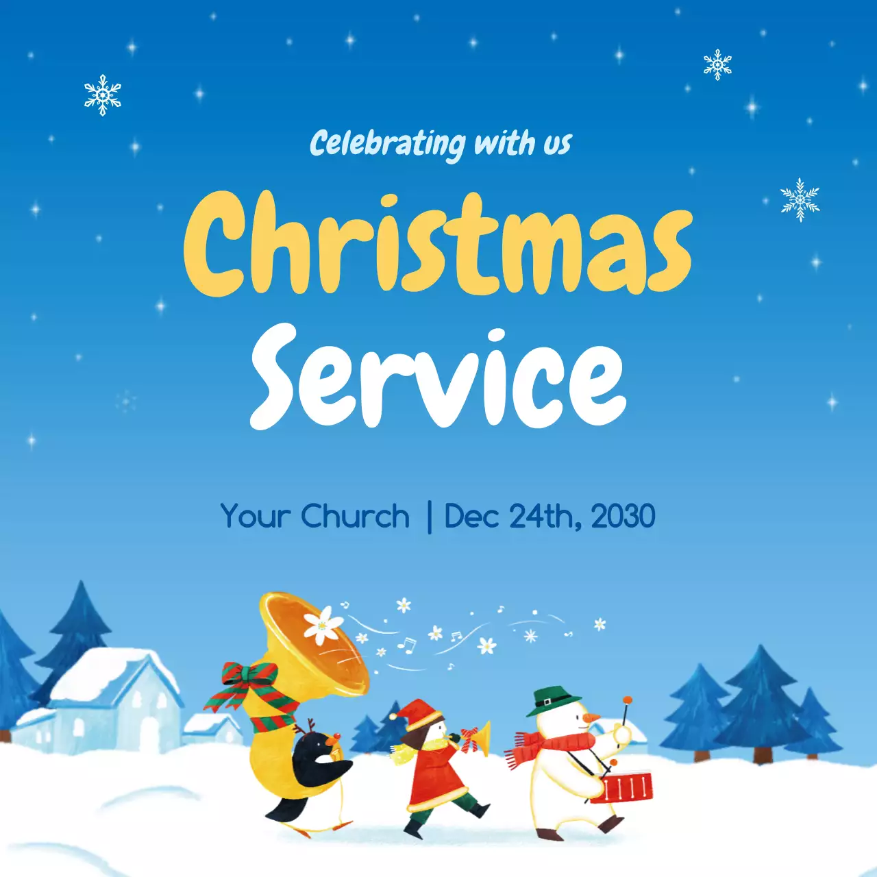 Blue Traditional Christmas Announcement Banner