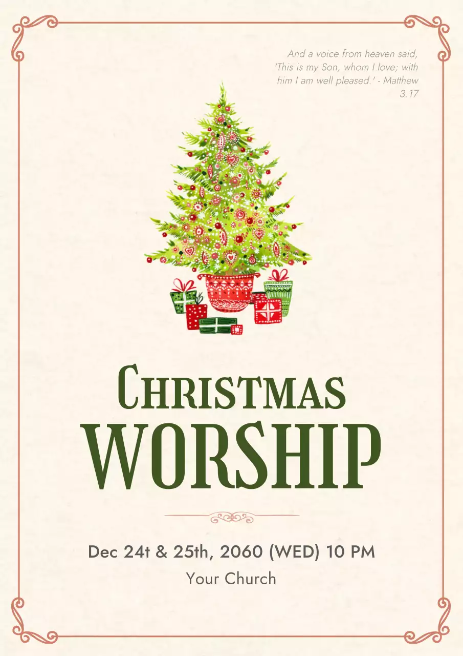 Green Traditional Christmas Announcement Poster