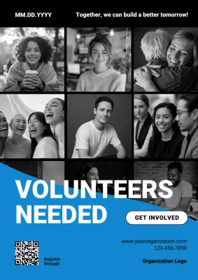 Black and Blue Modern Volunteer Recruitment