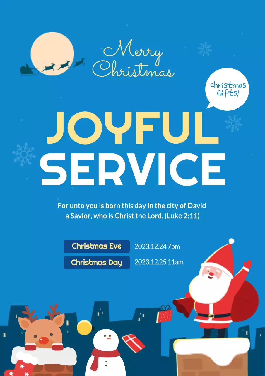 Blue Festive Christmas Announcement Poster