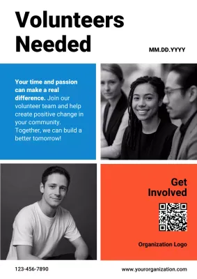 Blue and Orange Modern Volunteer Recruitment