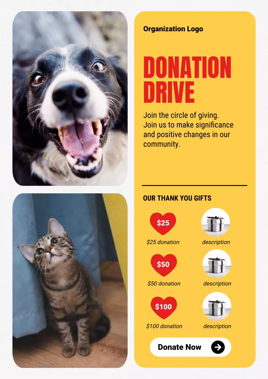 Yellow Modern Donation Drive Campaign