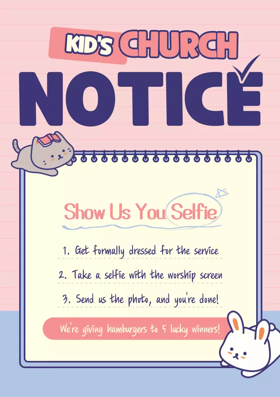 Pink Cute Church Notice Poster