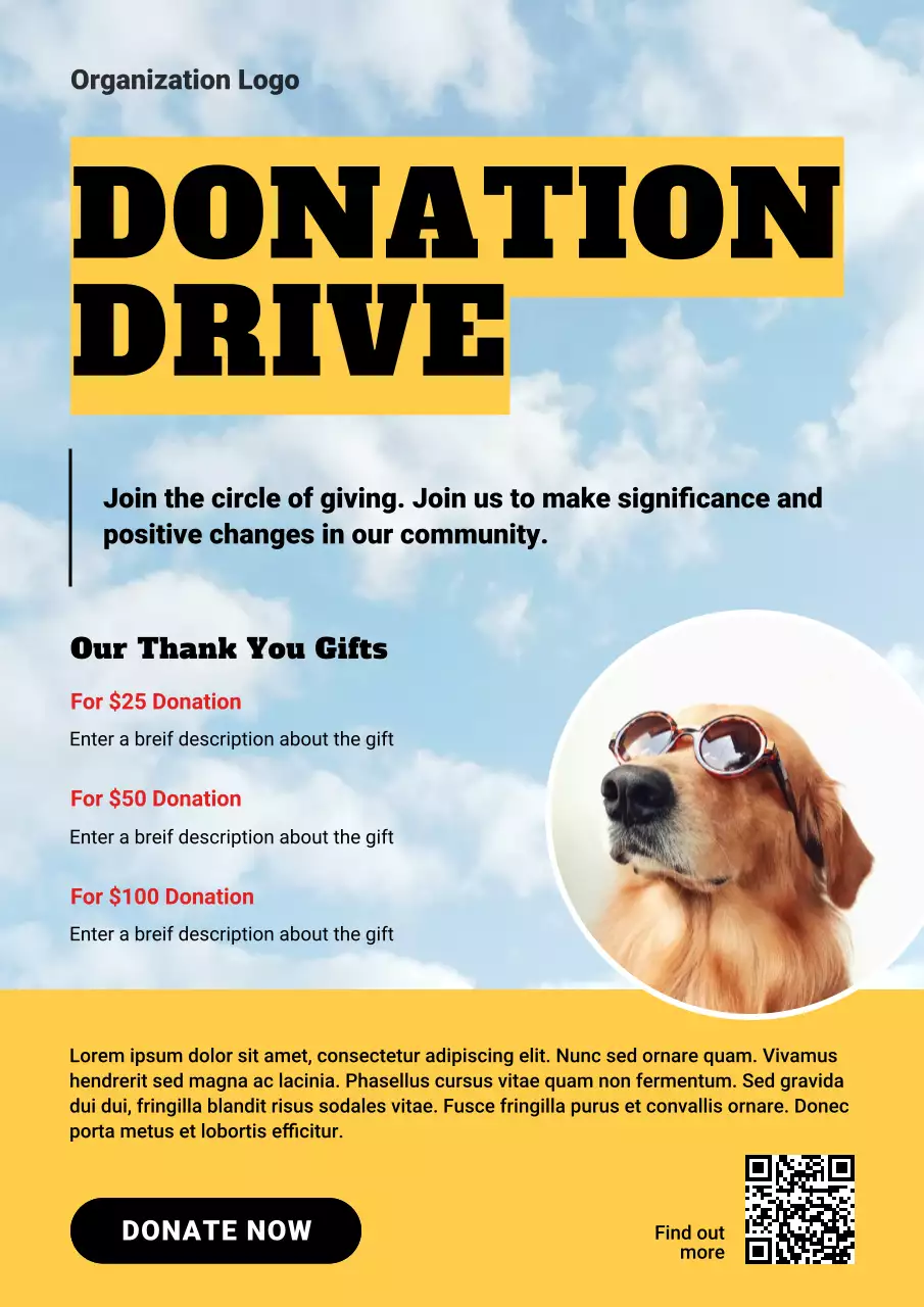 Yellow Modern Donation Drive Campaign