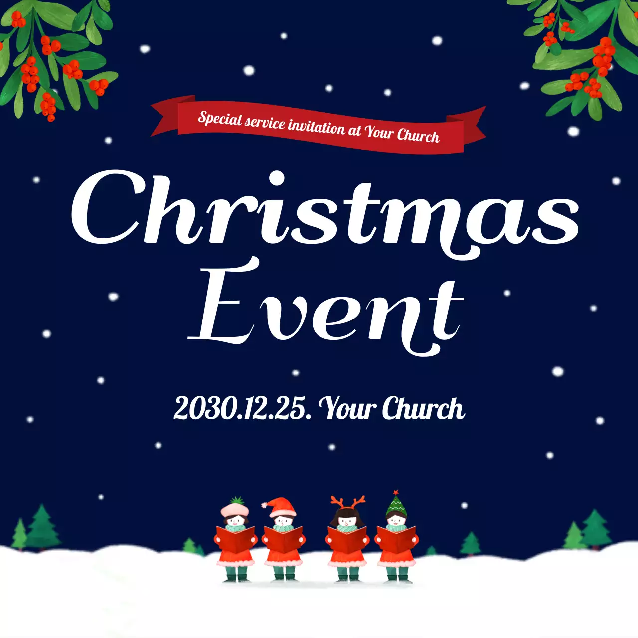 Navy Traditional Christmas Invitation Banner