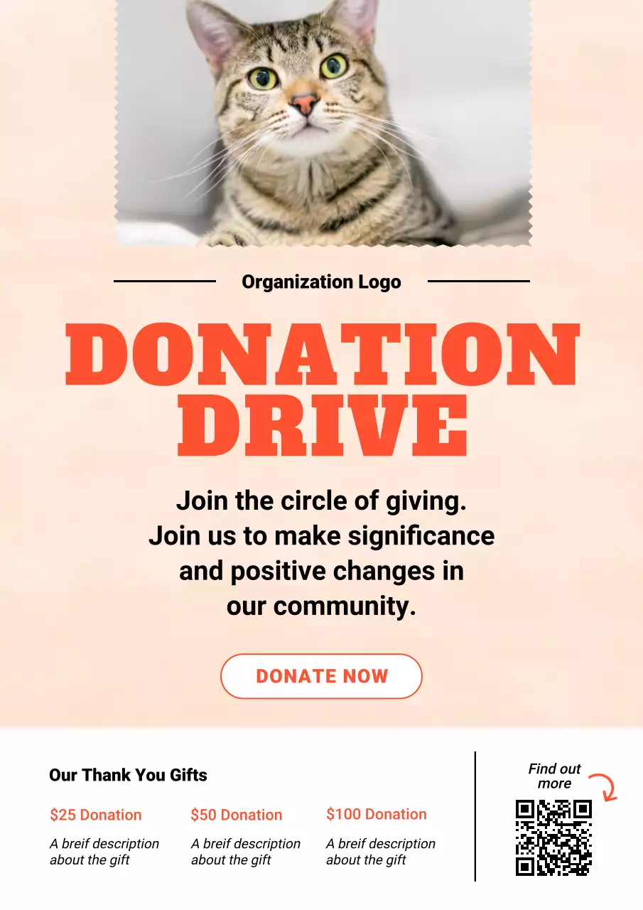 Orange Modern Donation Drive Campaign