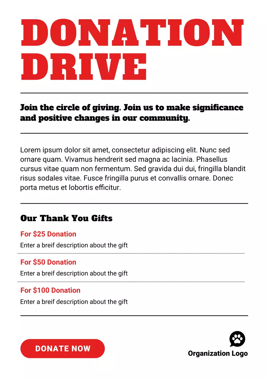 Red Bold Donation Drive Campaign