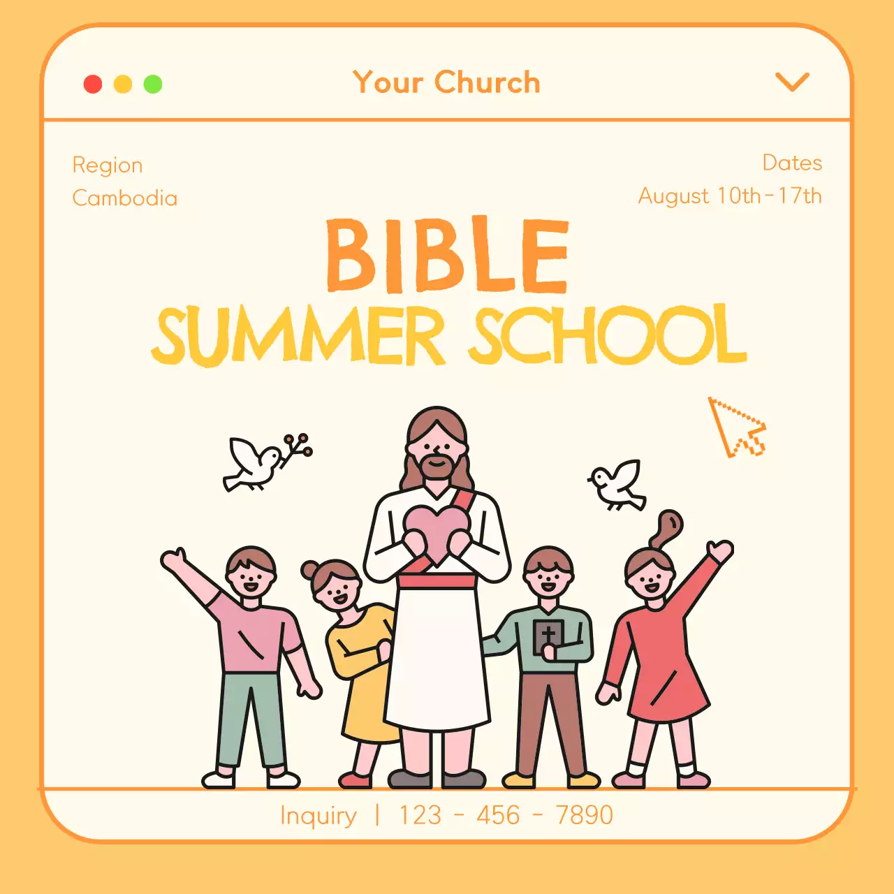 오렌지 심플 썸머 이벤트 홍보 소셜 미디어 게시물