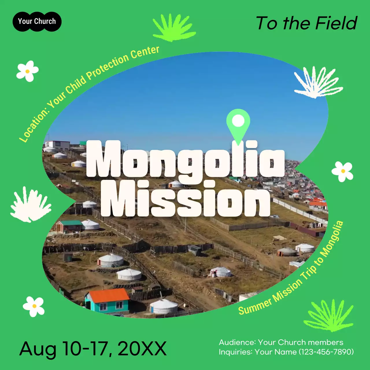 그린 모던 미션 광고 소셜 미디어 게시물