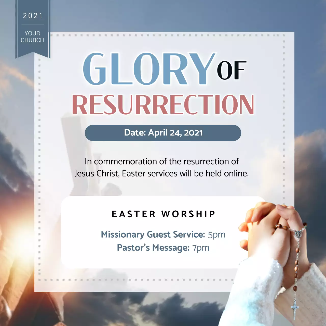 Blue Traditional Easter Announcement Social Media Post