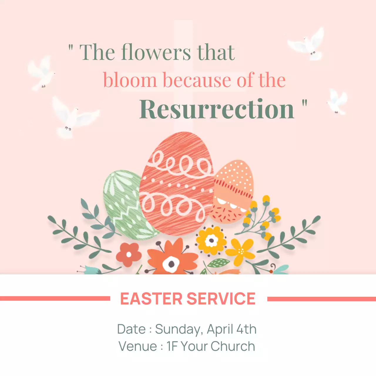 Bài đăng trên mạng xã hội thông báo về lễ Phục sinh với hoa hồng