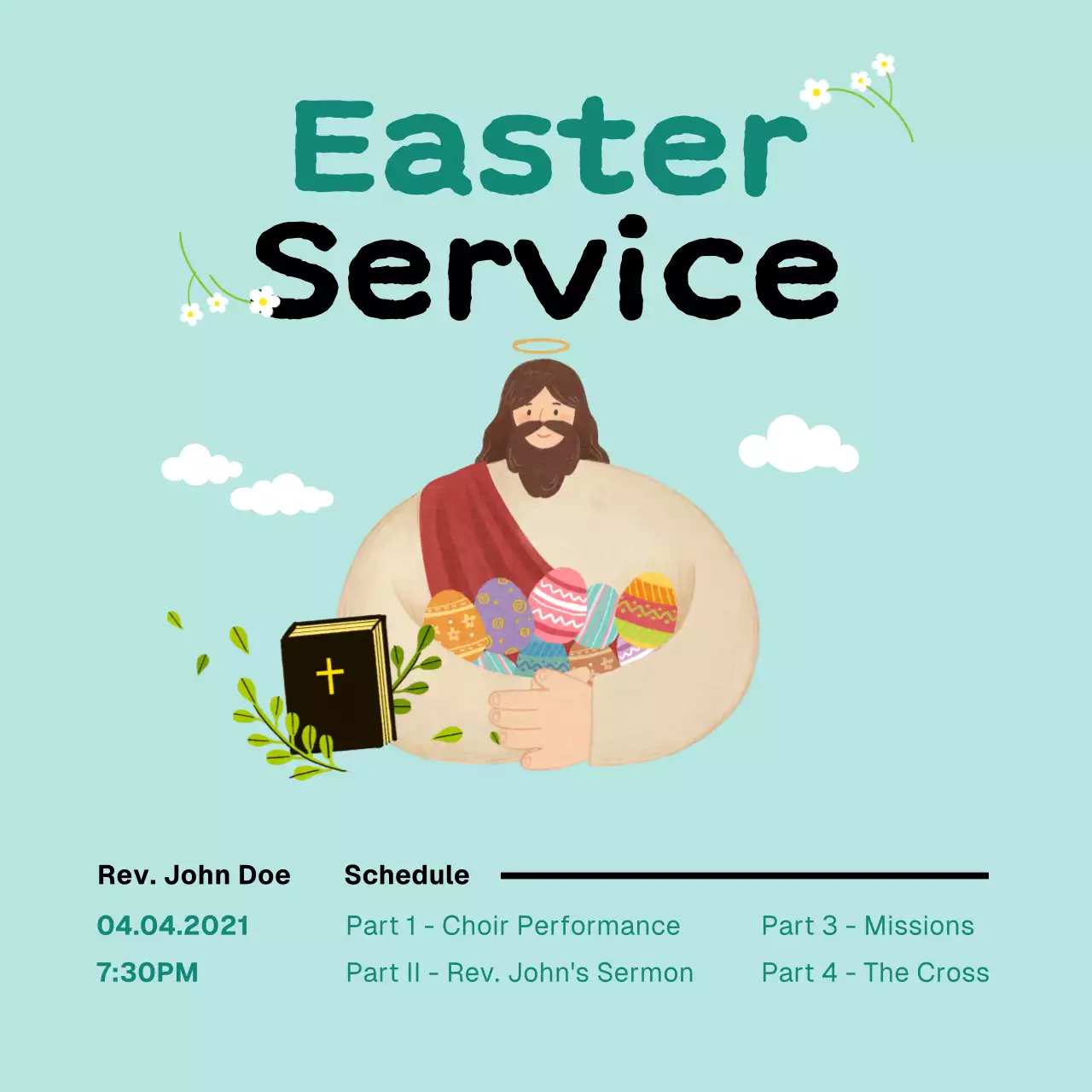 Mint Traditional Easter Event Announcement Social Media Post