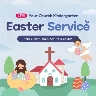 Blue Simple Easter Event Announcement Social Media Post