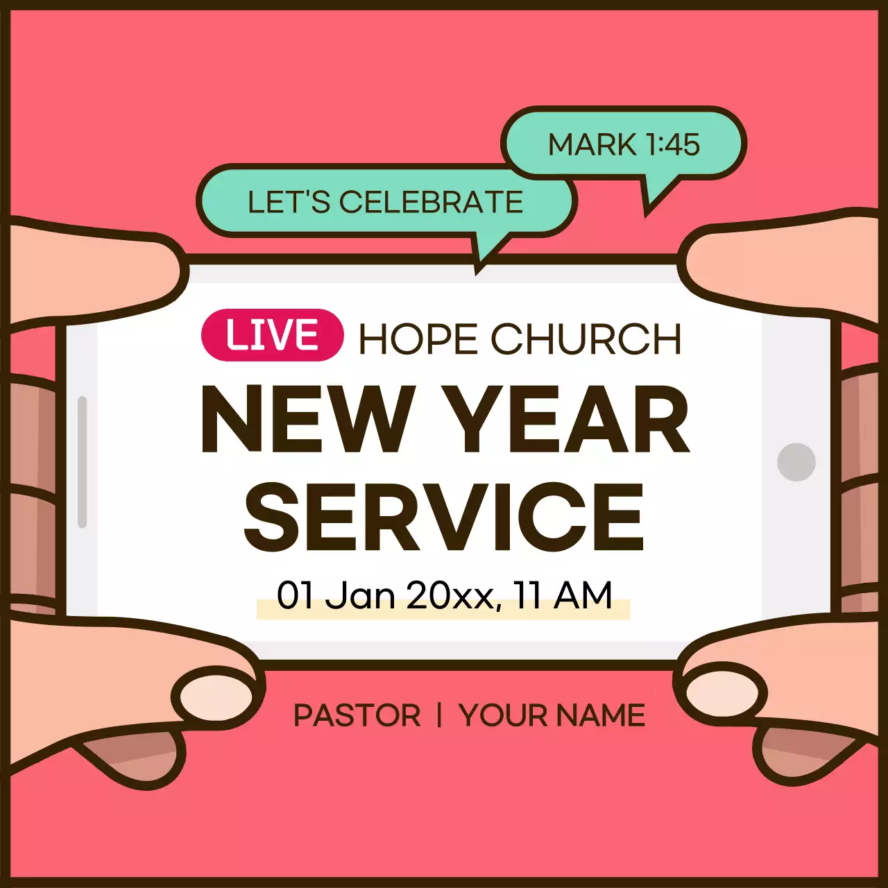 Pink Modern Church Announcement Social Media Post